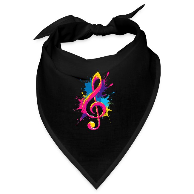 Musik Bandana mit buntem Notenschlüssel als Beispiel für 2 Bandanas von MusicaMotive