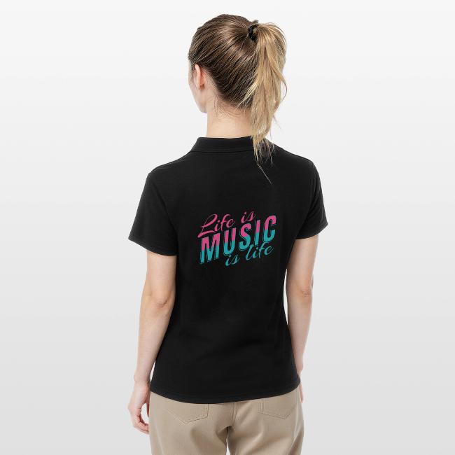 Damen Polo Shirt mit Musikmotiv als Beispiel für 7 verschiedene Polo Shirts von MusicaMotive