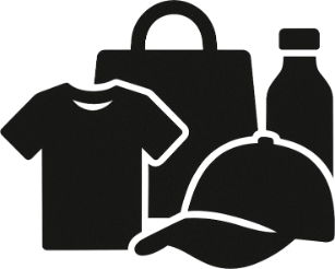 Icon für Produktvielfalt mit Shirts, Taschen und Accessoires für Musiker