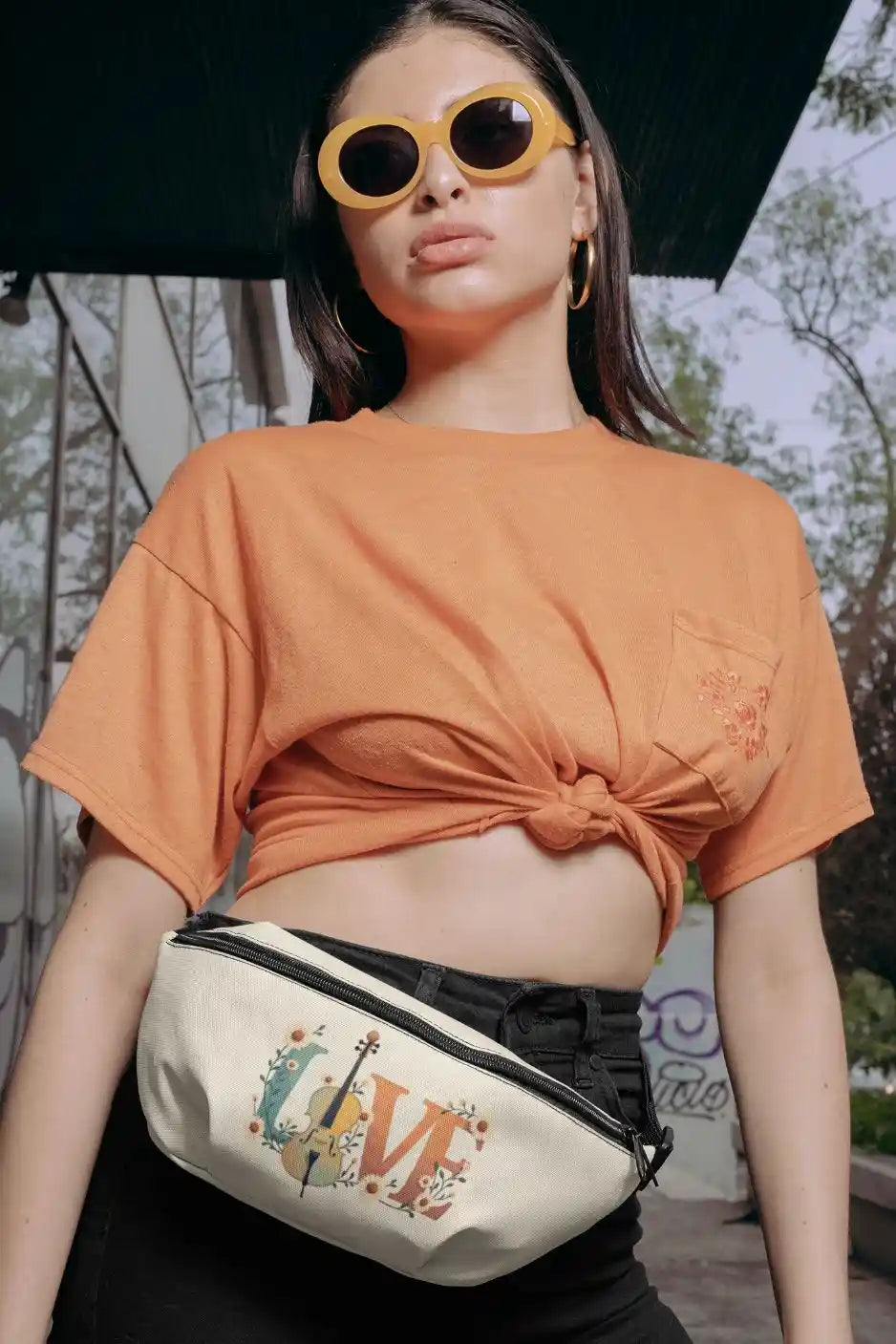 Stilvolle Bauchtasche mit Cello LOVE Design kreative Geschenkidee für Musikliebhaber