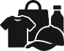 Icon für große Produktvielfalt mit Shirts, Taschen, Caps und Accessoires