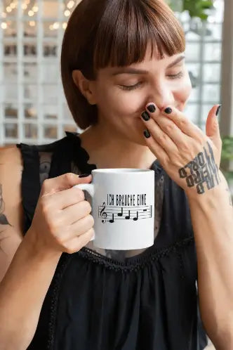 Frau mit Kaffeetasse „Ich brauche eine Kaffeepause“ Noten‑Motiv